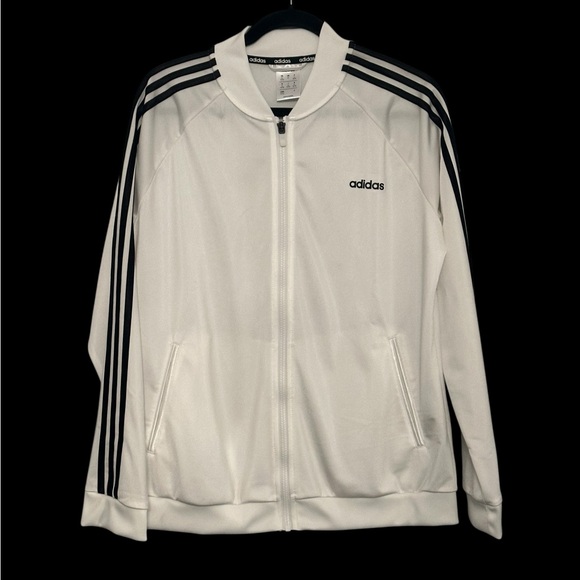 Adidas White and Black 3 Stripe Track Jacket XL New - Picture 2 of 6